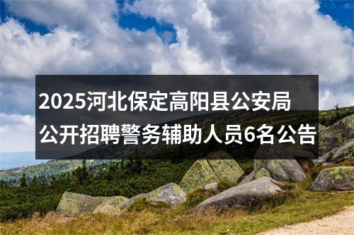 2025河北保定高阳县公安局公开招聘警务辅助人员6名公告 图片
