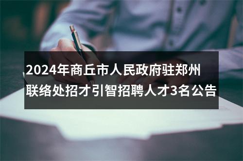 2024年商丘市人民政府驻郑州联络处招才引智招聘人才3名公告 图片