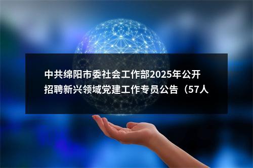 中共绵阳市委社会工作部2025年公开招聘新兴领域党建工作专员公告（57人） 图片
