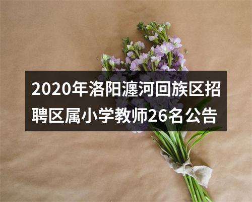 2020年洛阳瀍河回族区招聘区属小学教师26名公告 图片