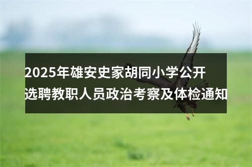 2025年雄安史家胡同小学公开选聘教职人员政治考察及体检通知 图片
