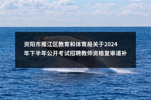 资阳市雁江区教育和体育局关于2024年下半年公开考试招聘教师资格复审递补的公告 图片