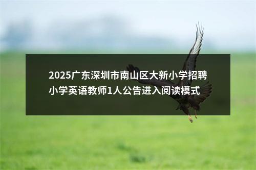 2025广东深圳市南山区大新小学招聘小学英语教师1人公告进入阅读模式 图片