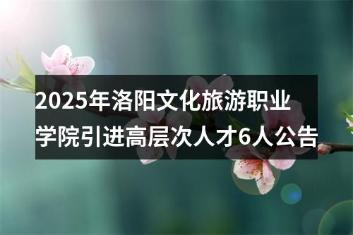 2025年洛阳文化旅游职业学院引进高层次人才6人公告 图片