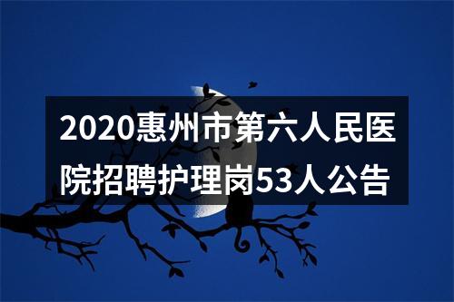 2020惠州市第六人民医院招聘护理岗53人公告 图片