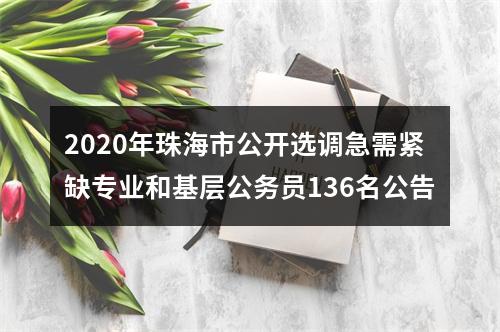 2020年珠海市公开选调急需紧缺专业和基层公务员136名公告 图片