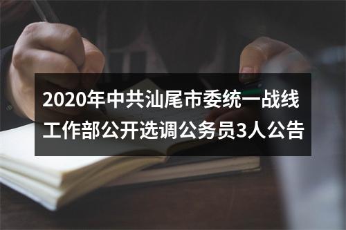 2020年中共汕尾市委统一战线工作部公开选调公务员3人公告 图片