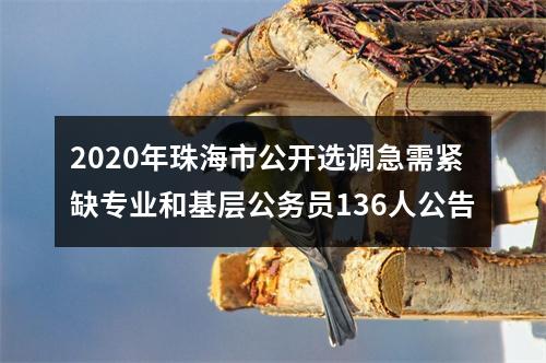 2020年珠海市公开选调急需紧缺专业和基层公务员136人公告 图片