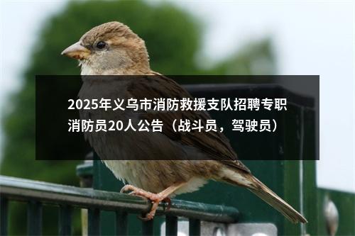 2025年义乌市消防救援支队招聘专职消防员20人公告（战斗员，驾驶员） 图片