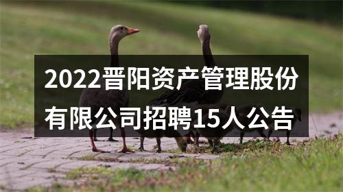 2022晋阳资产管理股份有限公司招聘15人公告 图片