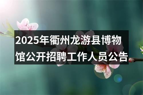 2025年衢州龙游县博物馆公开招聘工作人员公告 图片