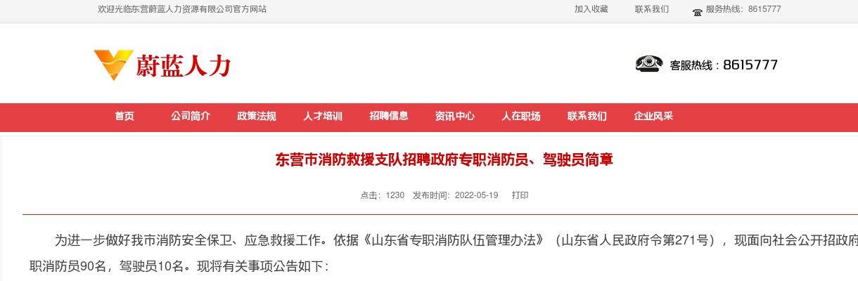 2022东营市消防救援支队招聘政府专职消防员、驾驶员简章（100人） 图片