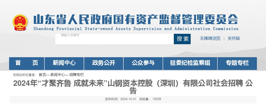 2024年山钢资本控股（深圳）有限公司社会招聘公告 图片