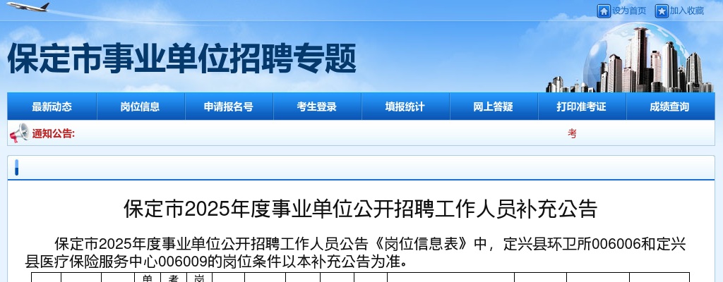 2025年保定市事业单位公开招聘工作人员补充公告 图片