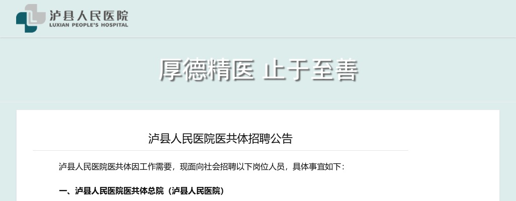 2023四川泸州市泸县人民医院医共体招聘11人公告 图片