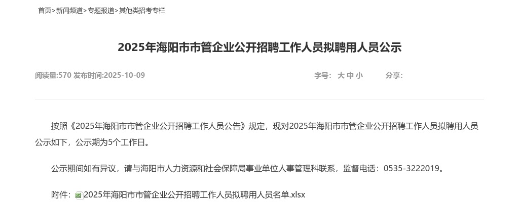 2025年海阳市市管企业公开招聘工作人员拟聘用人员公示 图片