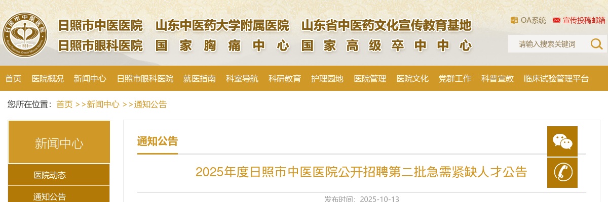 2025年日照市中医医院公开招聘第二批急需紧缺人才公告（9人） 图片