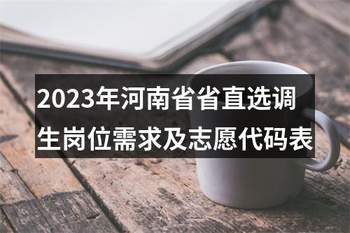 2023年河南省省直选调生岗位需求及志愿代码表 图片
