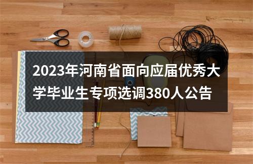 2023年河南省面向应届优秀大学毕业生专项选调380人公告 图片