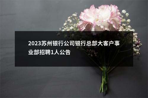 2023苏州银行公司银行总部大客户事业部招聘1人公告                进入阅读模式 图片