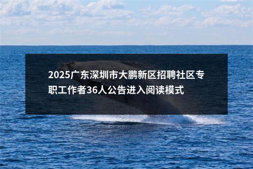 2025广东深圳市大鹏新区招聘社区专职工作者36人公告进入阅读模式 图片