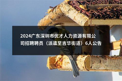 2024广东深圳市优才人力资源有限公司招聘聘员（派遣至吉华街道）6人公告 图片