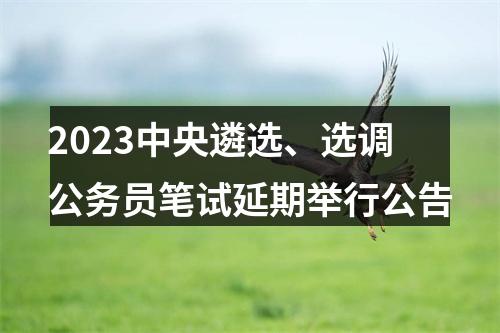 2023中央遴选、选调公务员笔试延期举行公告 图片