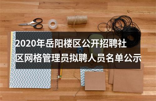 2020年岳阳楼区公开招聘社区网格管理员拟聘人员名单公示 图片