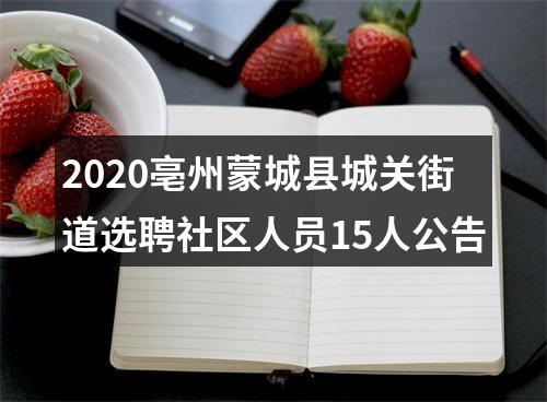 2020亳州蒙城县城关街道选聘社区人员15人公告 图片