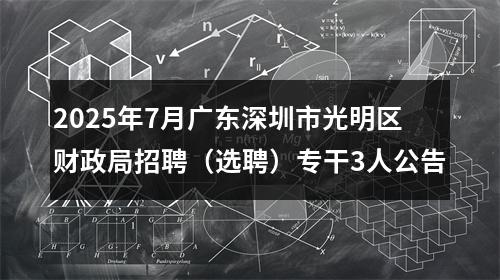 2025年7月广东深圳市光明区财政局招聘（选聘）专干3人公告 图片