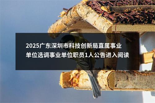 2025广东深圳市科技创新局直属事业单位选调事业单位职员1人公告进入阅读模式 图片