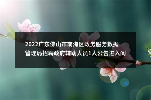 2022广东佛山市南海区政务服务数据管理局招聘政府辅助人员1人公告进入阅读模式 图片