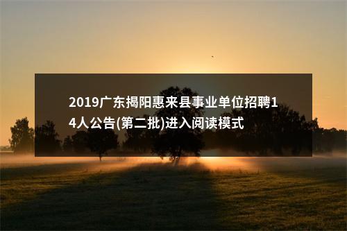 2019广东揭阳惠来县事业单位招聘14人公告(第二批)进入阅读模式 图片