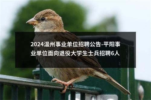 2024温州事业单位招聘公告-平阳事业单位面向退役大学生士兵招聘6人 图片