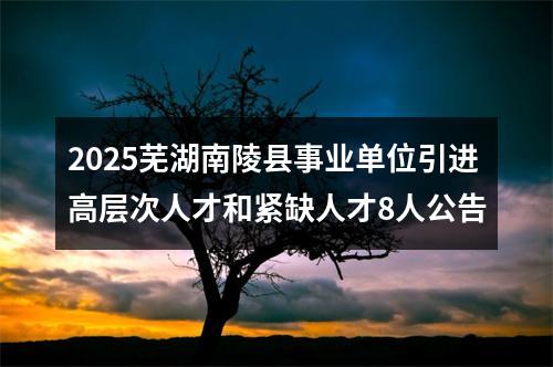 2025芜湖南陵县事业单位引进高层次人才和紧缺人才8人公告 图片