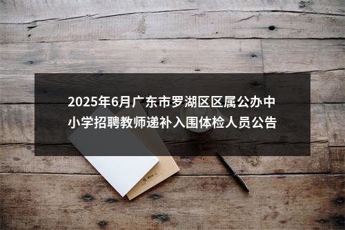 2025年6月广东市罗湖区区属公办中小学招聘教师递补入围体检人员公告 图片