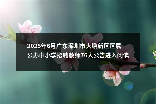 2025年6月广东深圳市大鹏新区区属公办中小学招聘教师76人公告进入阅读模式 图片