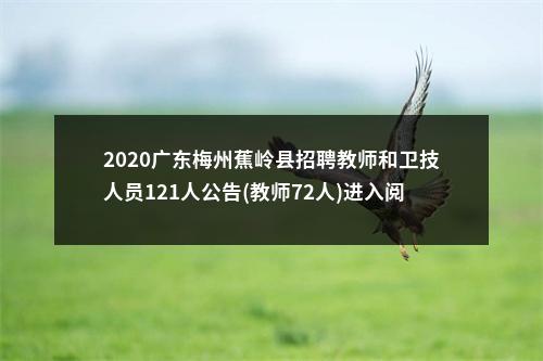 2020广东梅州蕉岭县招聘教师和卫技人员121人公告(教师72人)进入阅读模式 图片
