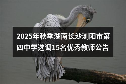 2025年秋季湖南长沙浏阳市第四中学选调15名优秀教师公告 图片