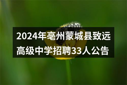 2024年亳州蒙城县致远高级中学招聘33人公告 图片