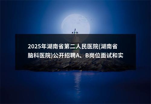 2025年湖南省第二人民医院(湖南省脑科医院)公开招聘A、B岗位面试和实际操作 能力测试实施方案 图片