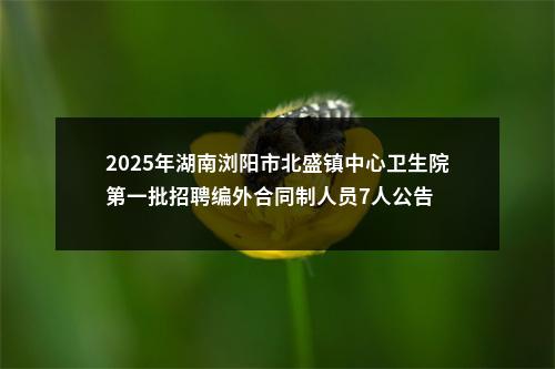 2025年湖南浏阳市北盛镇中心卫生院第一批招聘编外合同制人员7人公告 图片