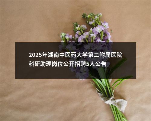 2025年湖南中医药大学第二附属医院科研助理岗位公开招聘5人公告 图片