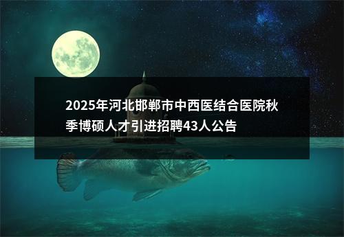 2025年河北邯郸市中西医结合医院秋季博硕人才引进招聘43人公告 图片
