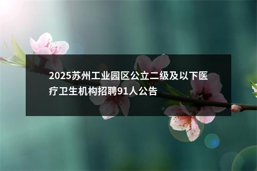 2025苏州工业园区公立二级及以下医疗卫生机构招聘91人公告                进入阅读模式 图片