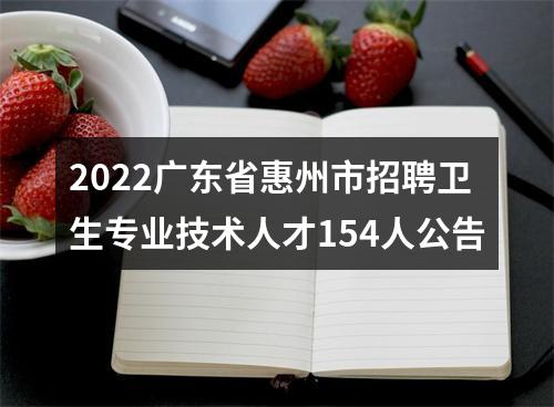 2022广东省惠州市招聘卫生专业技术人才154人公告 图片