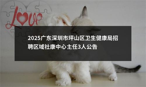 2025广东深圳市坪山区卫生健康局招聘区域社康中心主任3人公告 图片