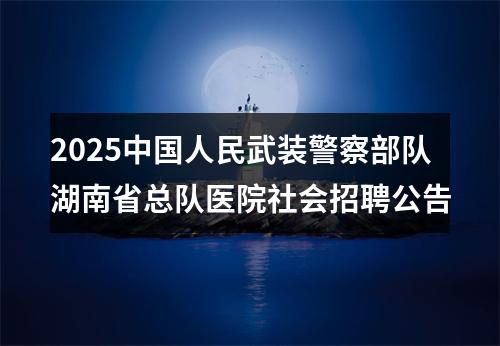 2025中国人民武装警察部队湖南省总队医院社会招聘公告 图片
