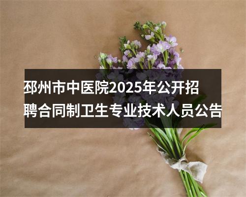 邳州市中医院2025年公开招聘合同制卫生专业技术人员公告 图片