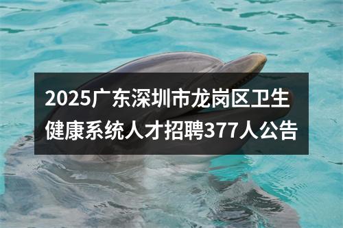 2025广东深圳市龙岗区卫生健康系统人才招聘377人公告 图片